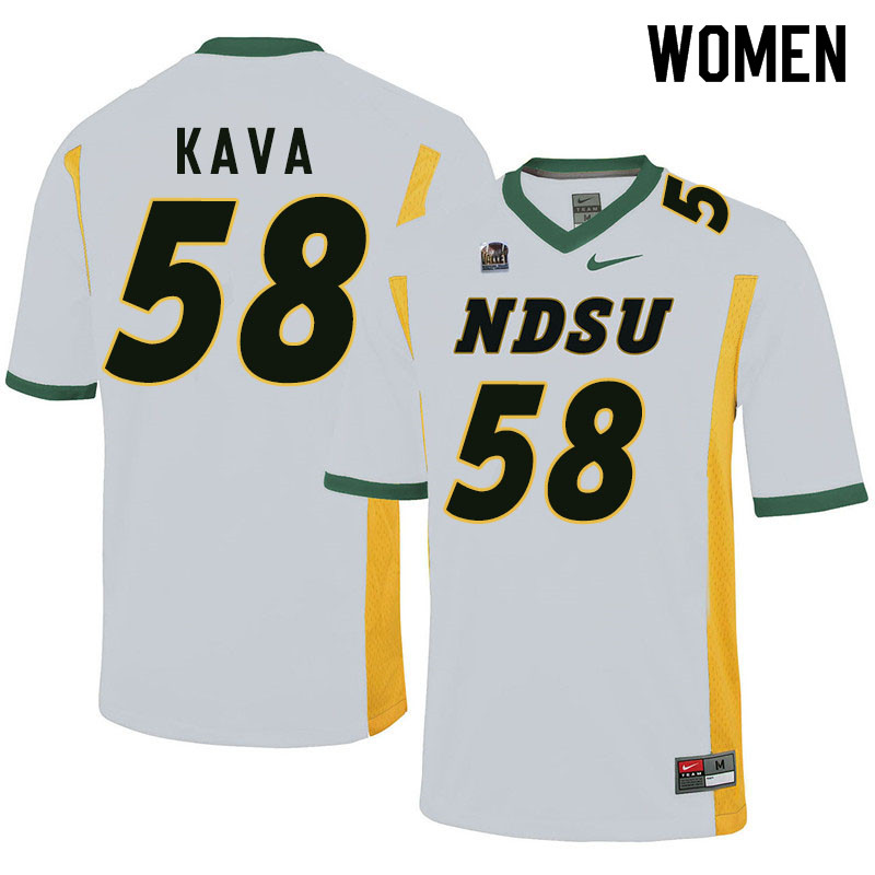 Women #58 Jake Kava North Dakota State Bison College Football Jerseys Sale-White - Click Image to Close